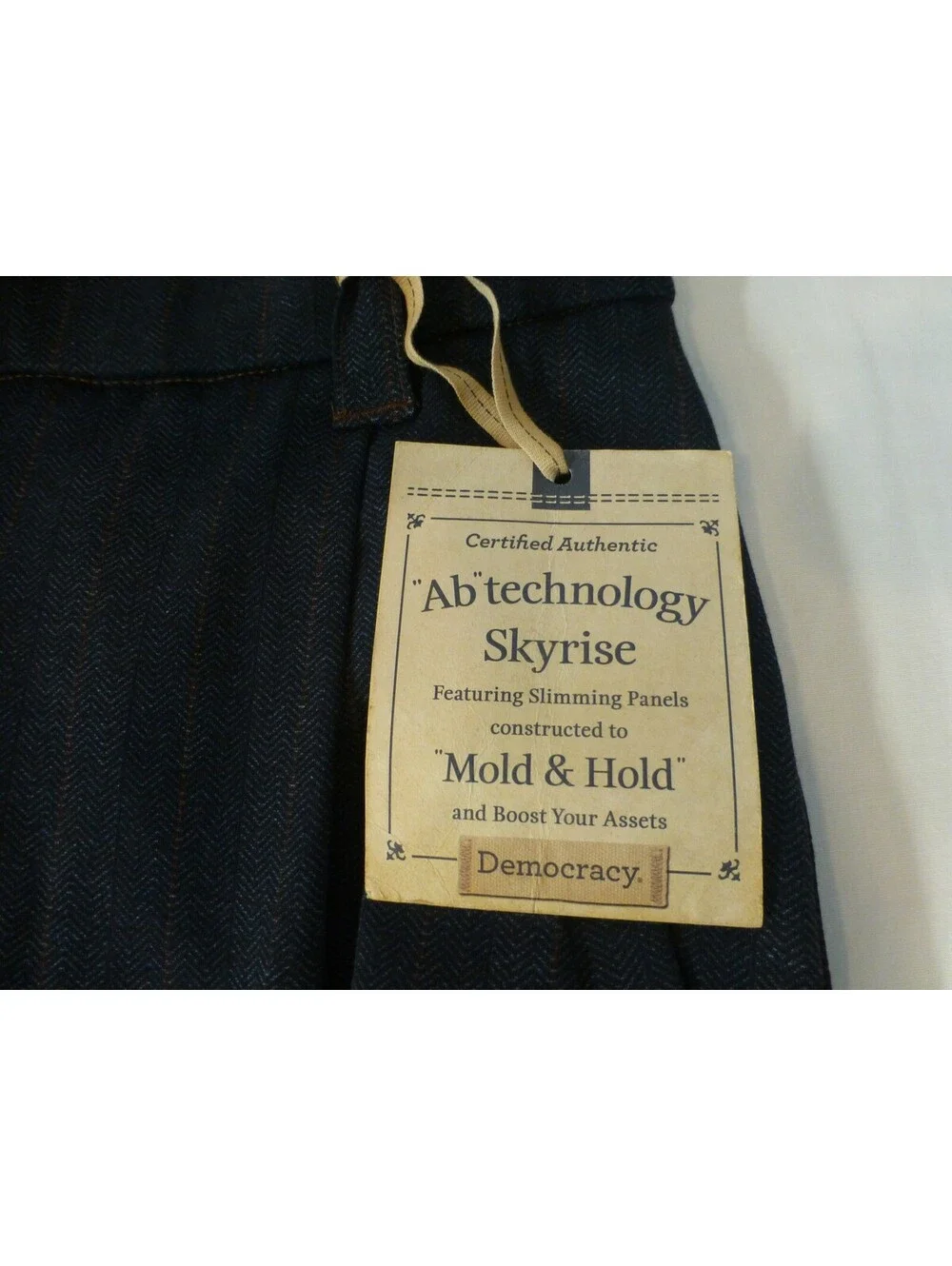 Democracy Women's Size 8 Gray Herringbone Skyrise Ab'Technology Pants NWT G4A